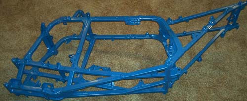 Powder coated atv frame blue